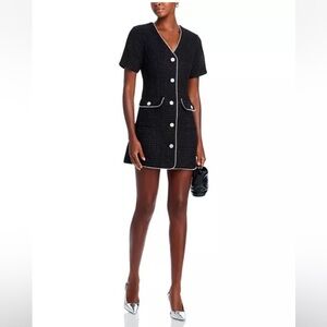 AQUA
Tweed Lace Trim Short Sleeve Dress